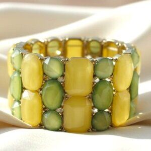 Art Deco Inspired Green and Yellow Stone Bracelet